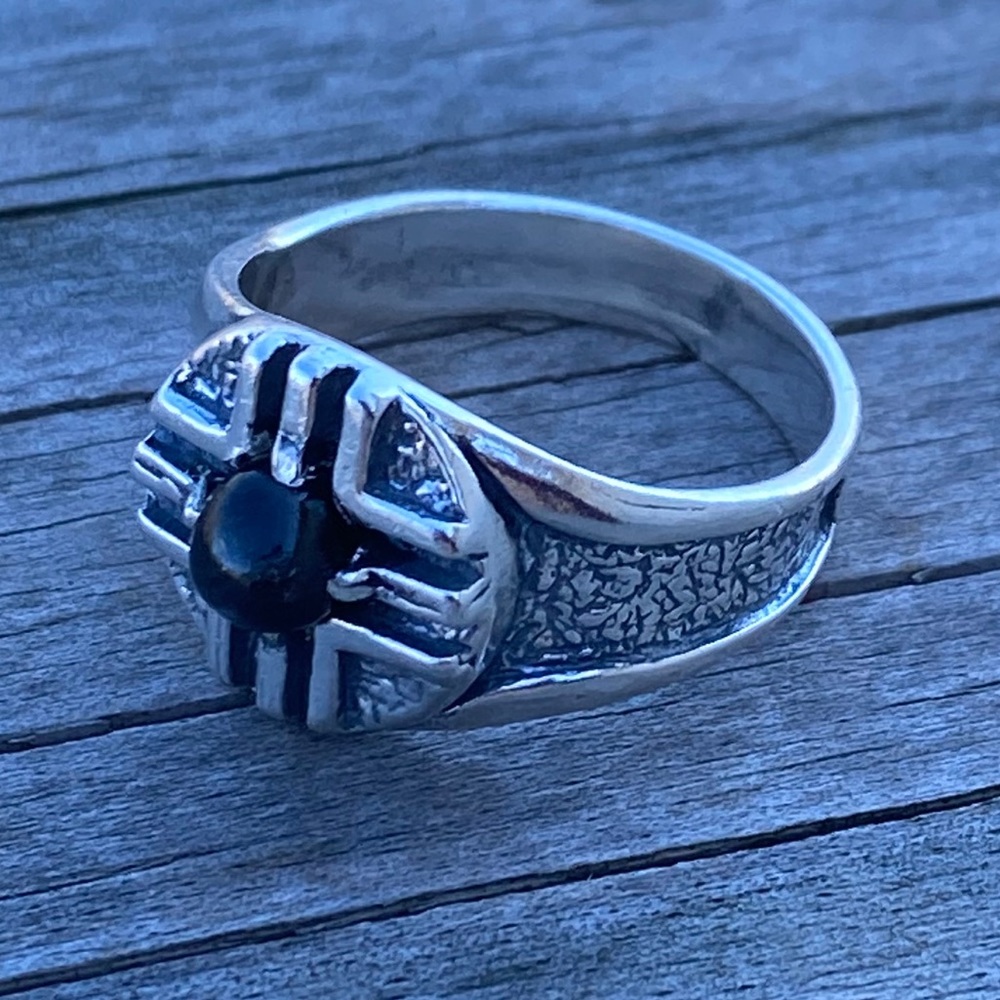 MEDICINE WHEEL Ring .925 Sterling Silver w/ genuine Star Diopside made in USA - Picture 13 of 14